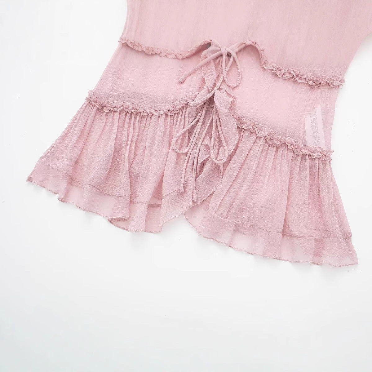 Solid Color Layered Ruffle Spaghetti Strap Top