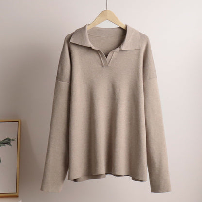 2+Solid Color Label V-Neck Knit Sets