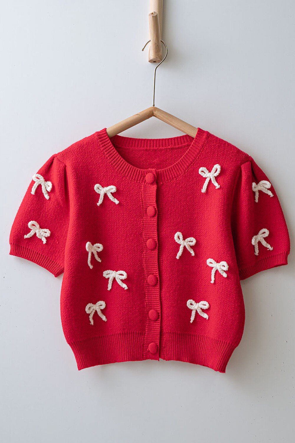 Bows Sweet Short Sleeves Knit Cardigan