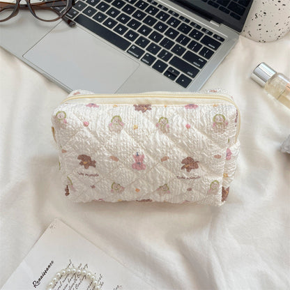 Cute Cartoon Print Flower Print Make Up Bag