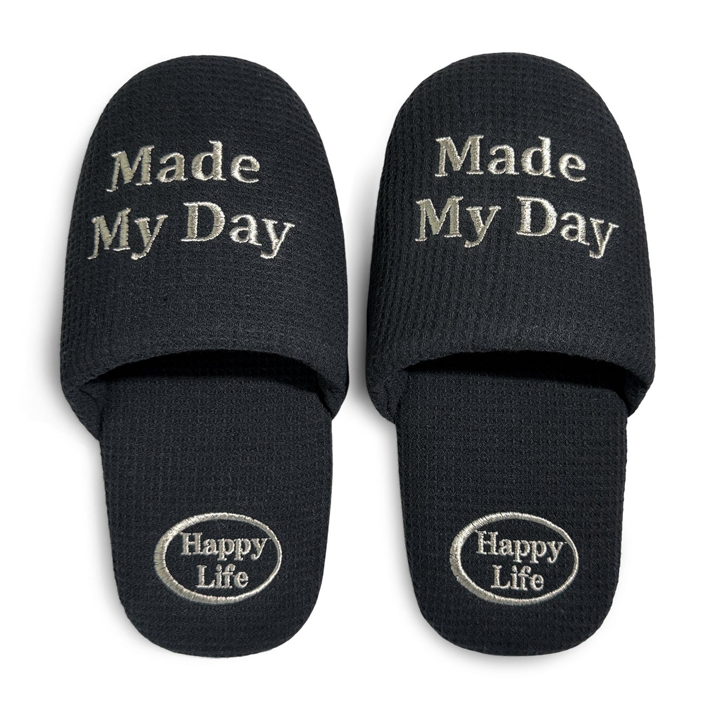 Soft Letter Embroidered Waffle Indoor Slippers