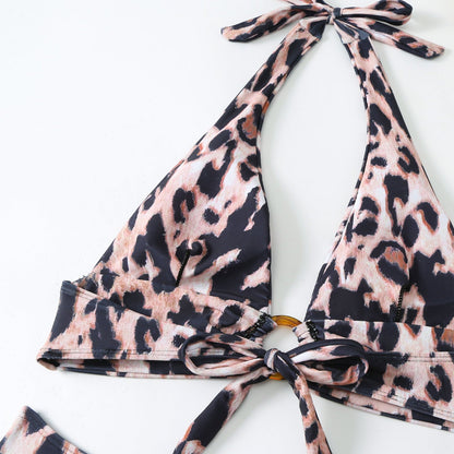Leopard String Bikini Swimwear Mesh Cover