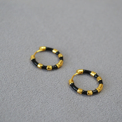 Simple Colourful Gold Plated Enamel Hoop Earrings
