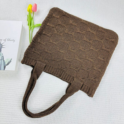 Solid Color large Cpacity Knit Shoulder Tote Bag
