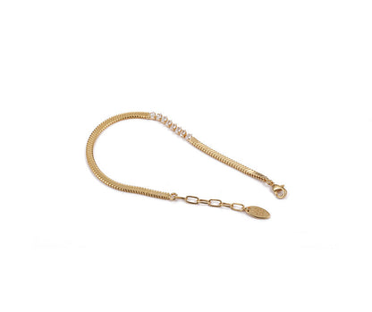 Vintage Gold Plated Zirconia Snake Chain Bracelet
