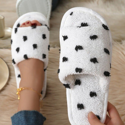 Cute Polka Dot Open Toe Soft Slippers