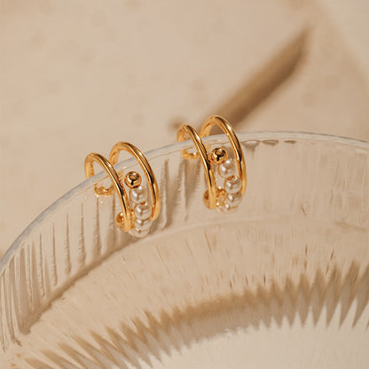 Elegant Pearl Hollow Clip Earings