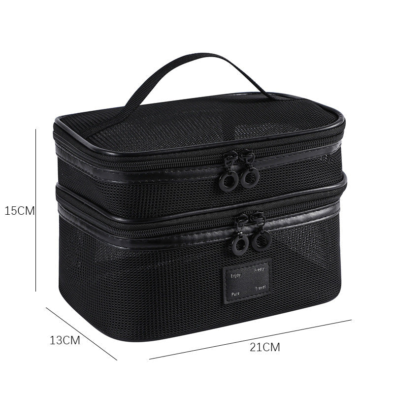 Solid Color Mesh Large Capacity Make Up Bags