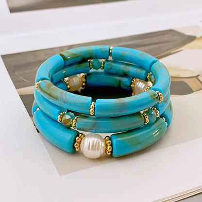 3 Pcs Minimalist Layered Acrylic Bead Bracelets