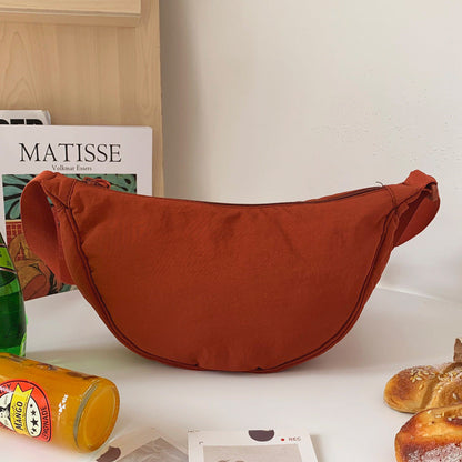 Solid Color Portable Nylon Shoulder Bag
