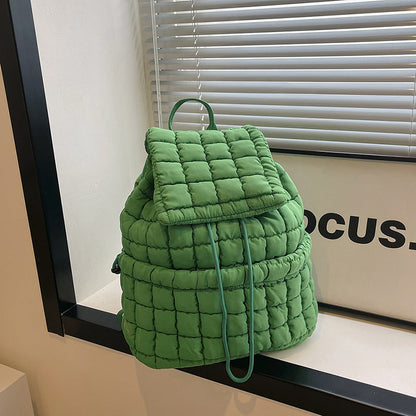 Solid Color Puffer Plaid Lightweight Shoulder Bag