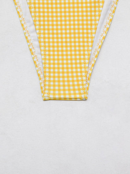 Cute Floral Gingham Bikini Swimwear