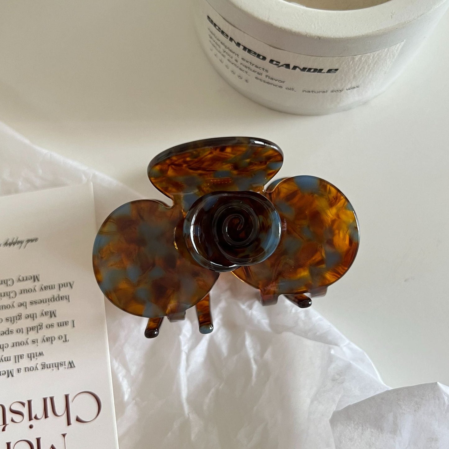 Cute Color Block Camellia Acetate Hair Claw