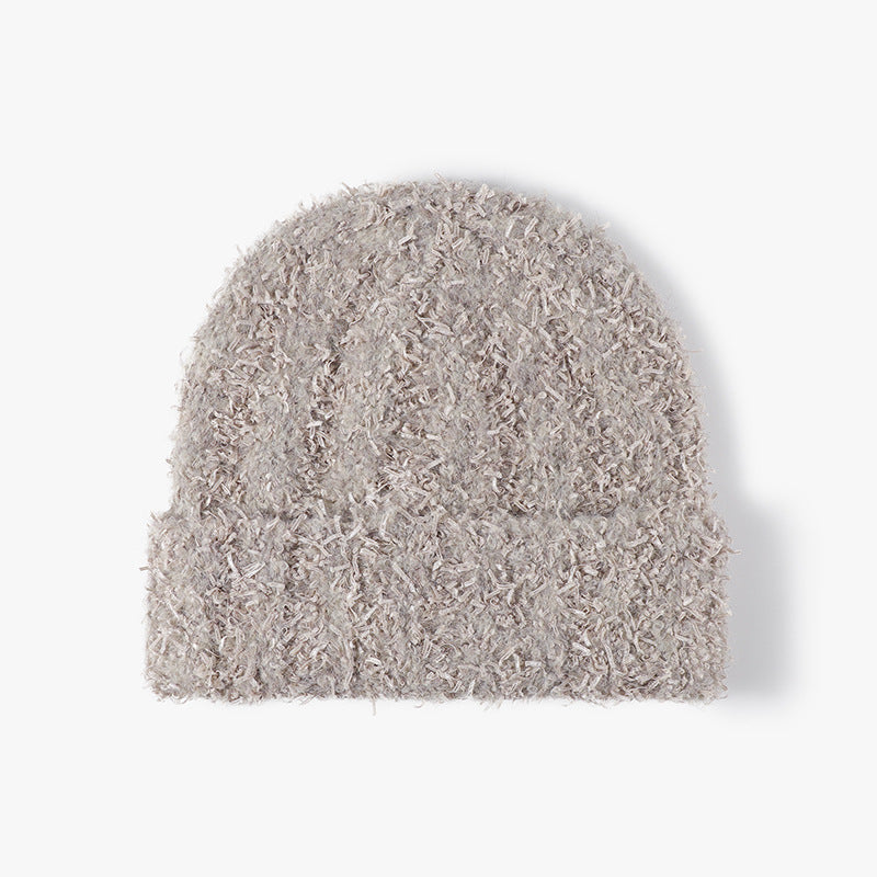 Soft Fuzzy Solid Color Thicken Knit Beanie