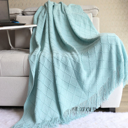 Minimalist Solid Color Diamond Pattern Sofa Blanket