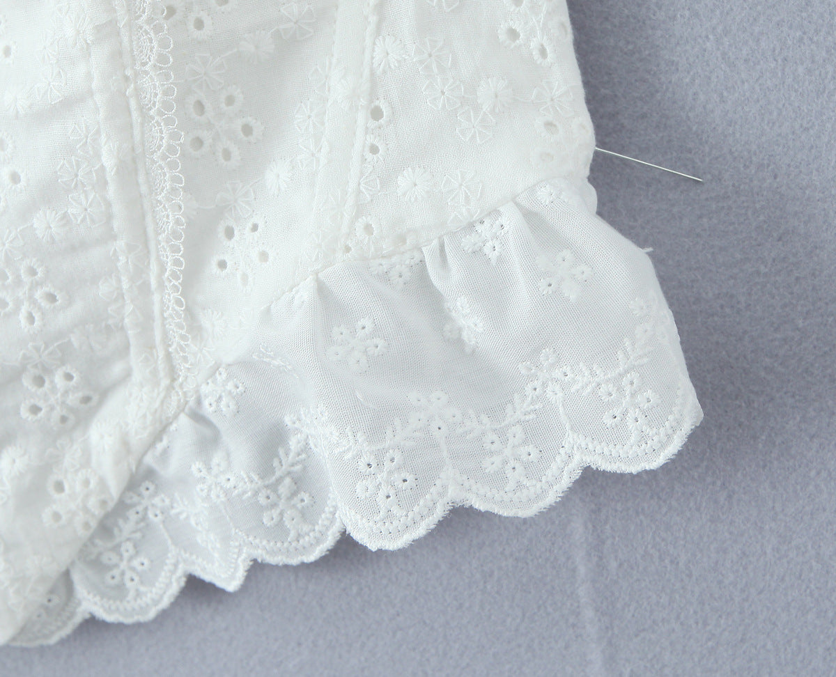 White Sweet Flounce Sleeveless Top Skirt Set