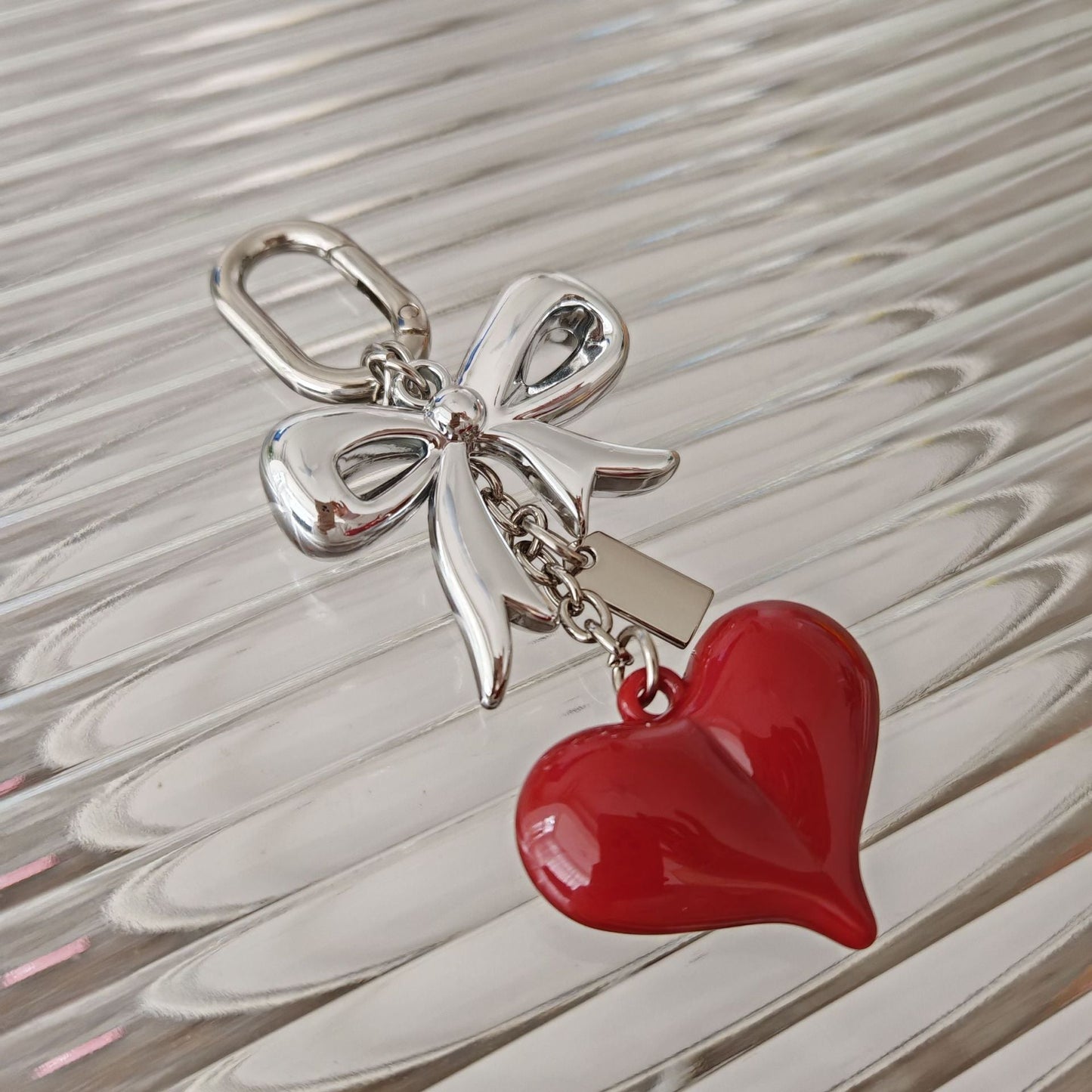 Elegant Bow Heart Keychain Bag Charm