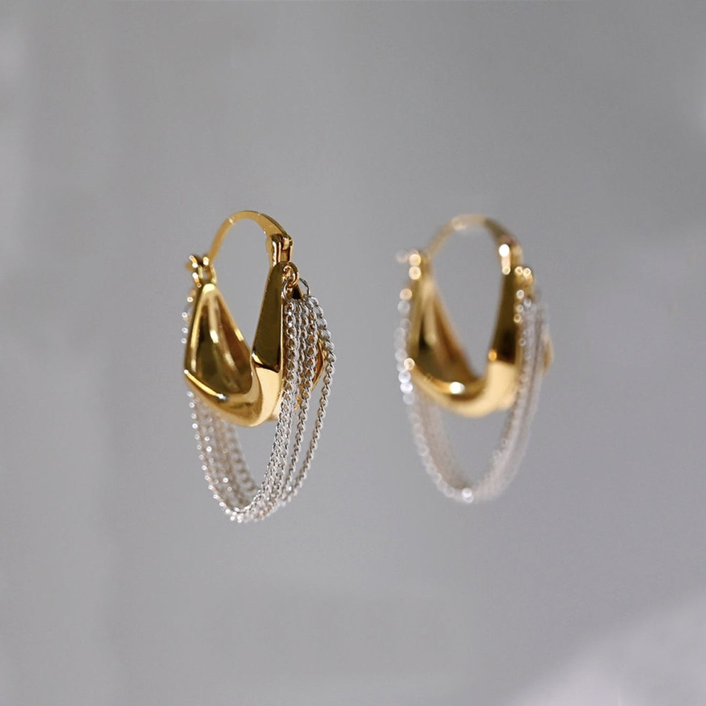 Gold Elegant Tassel Hoop Dangle Earrings