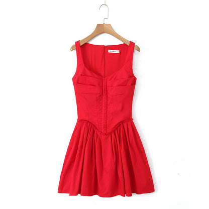 Solid Color Sexy Straps A-Line Dress