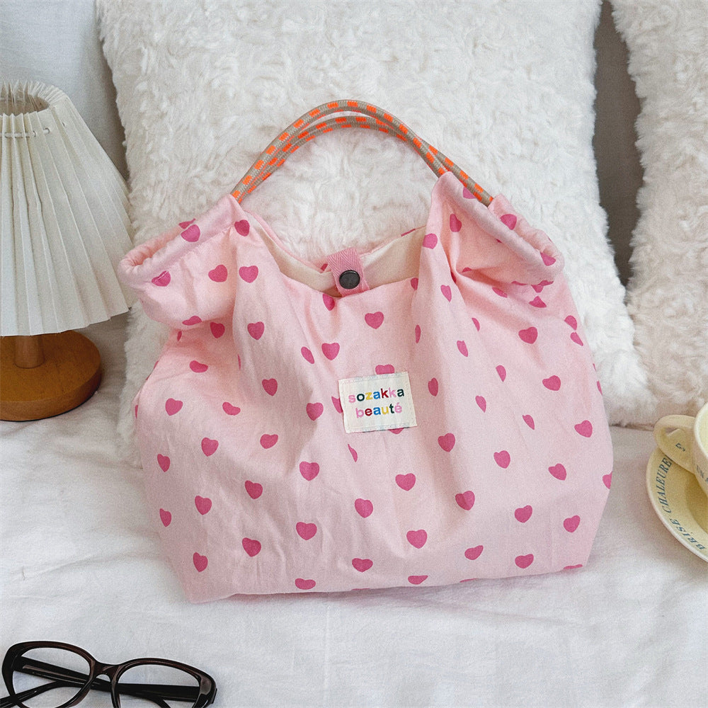 Pink Love Print Color Block Bag