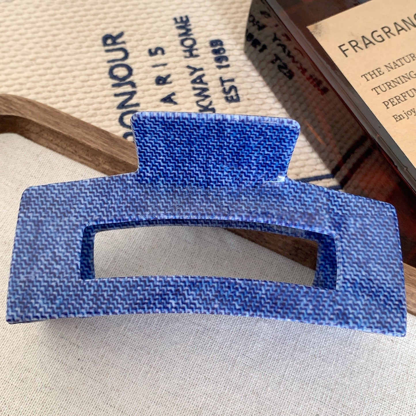 Simple Blue Geometric Acetate Hair Claw