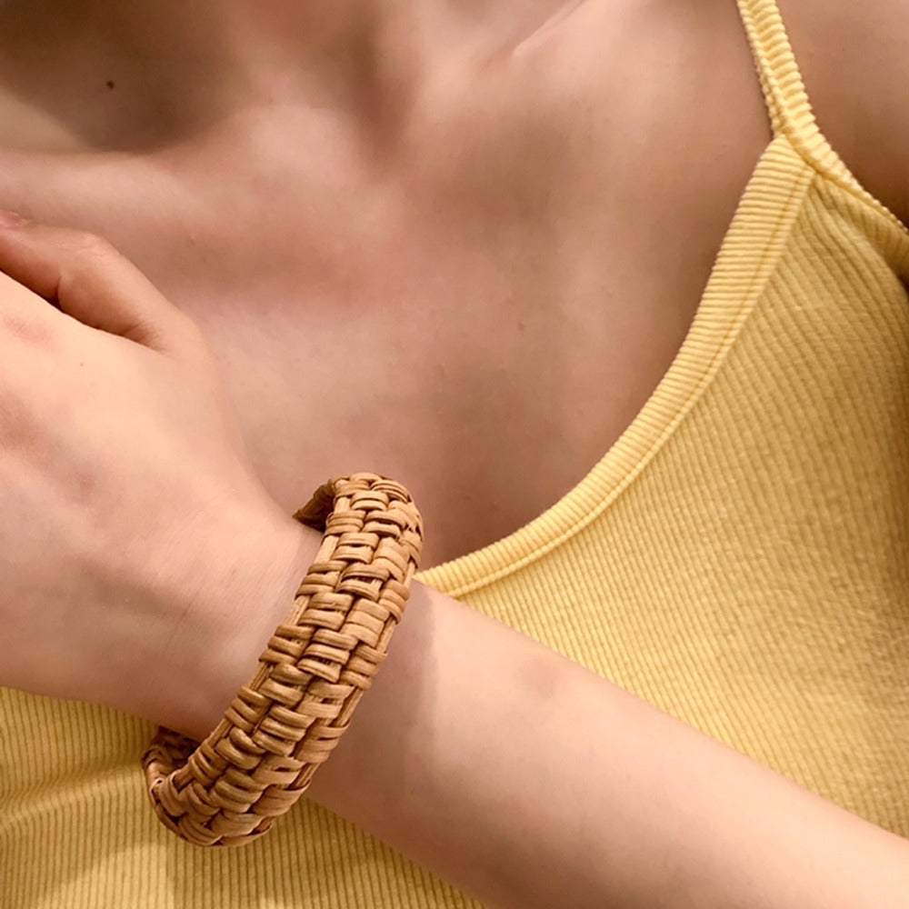 Vintage Straw Braided Round Bracelets