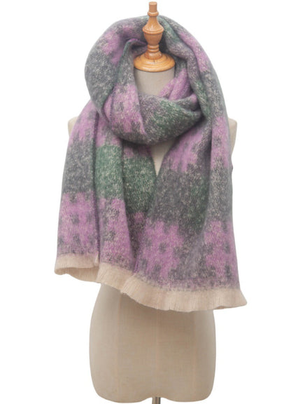 Plaid Print Contrast Color Scarves