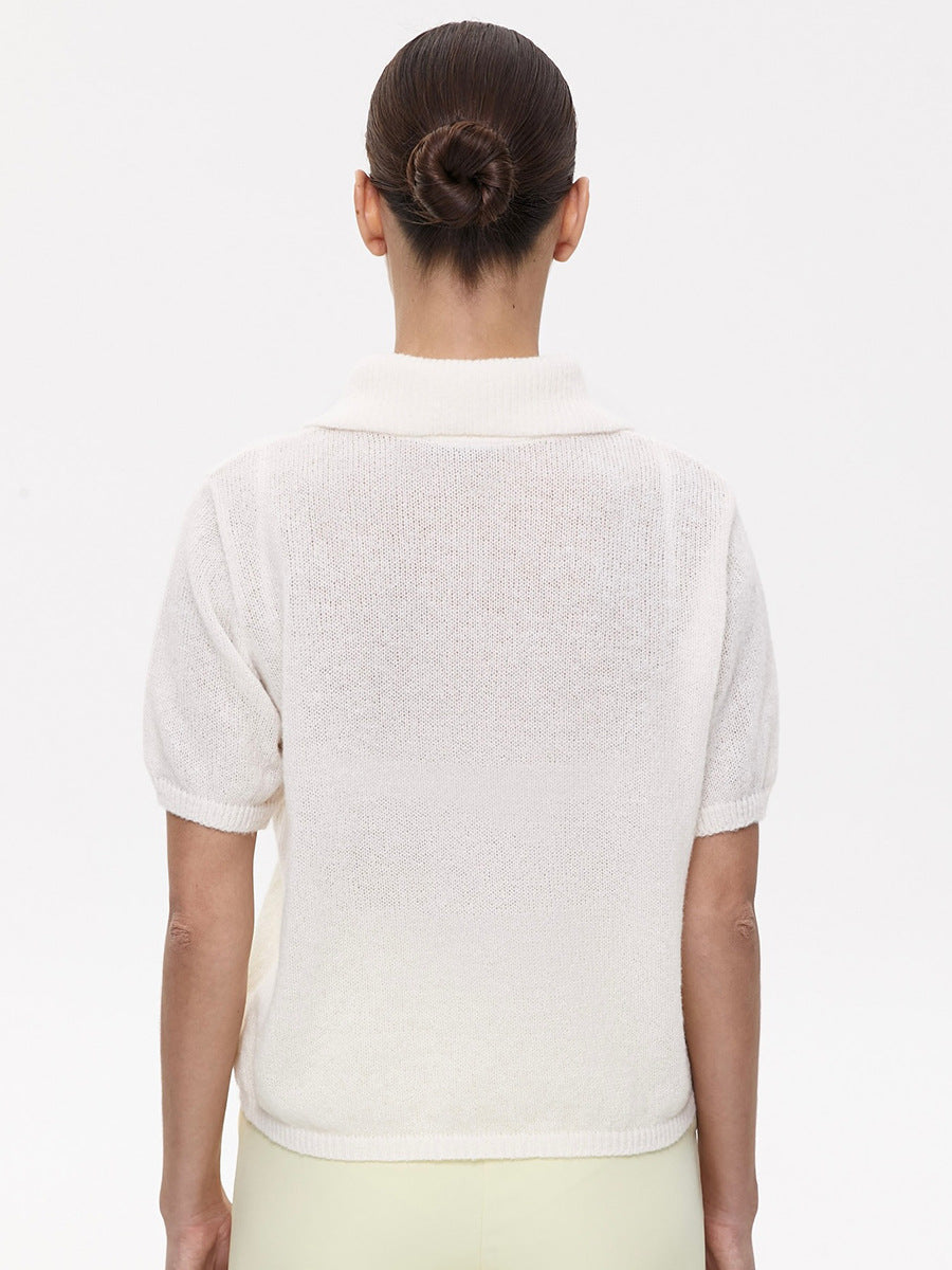 Simple Puff Sleeve Pullover Solid Knit Top