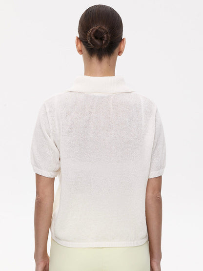 Simple Puff Sleeve Pullover Solid Knit Top