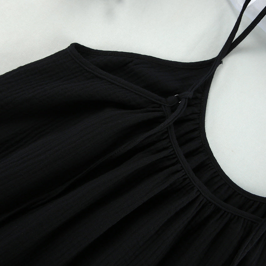 String Shoulder Split  Sleepwear Dress