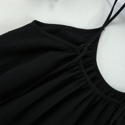 String Shoulder Split  Sleepwear Dress