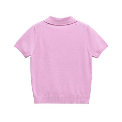 Casual Short Sleeve Plolo Collar Tops