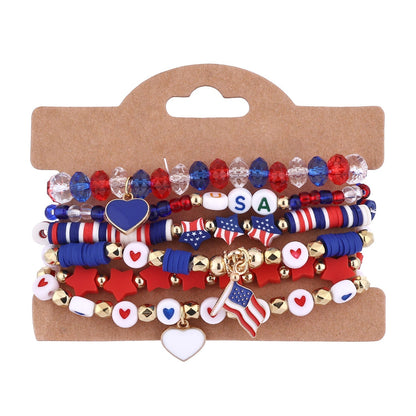 American Flag Multi-Layered Beaded Bracelet