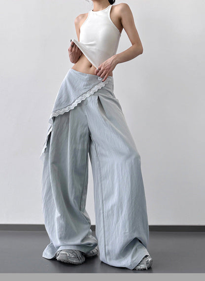 Asymmetric Casual High Waisted Wide Leg Pants