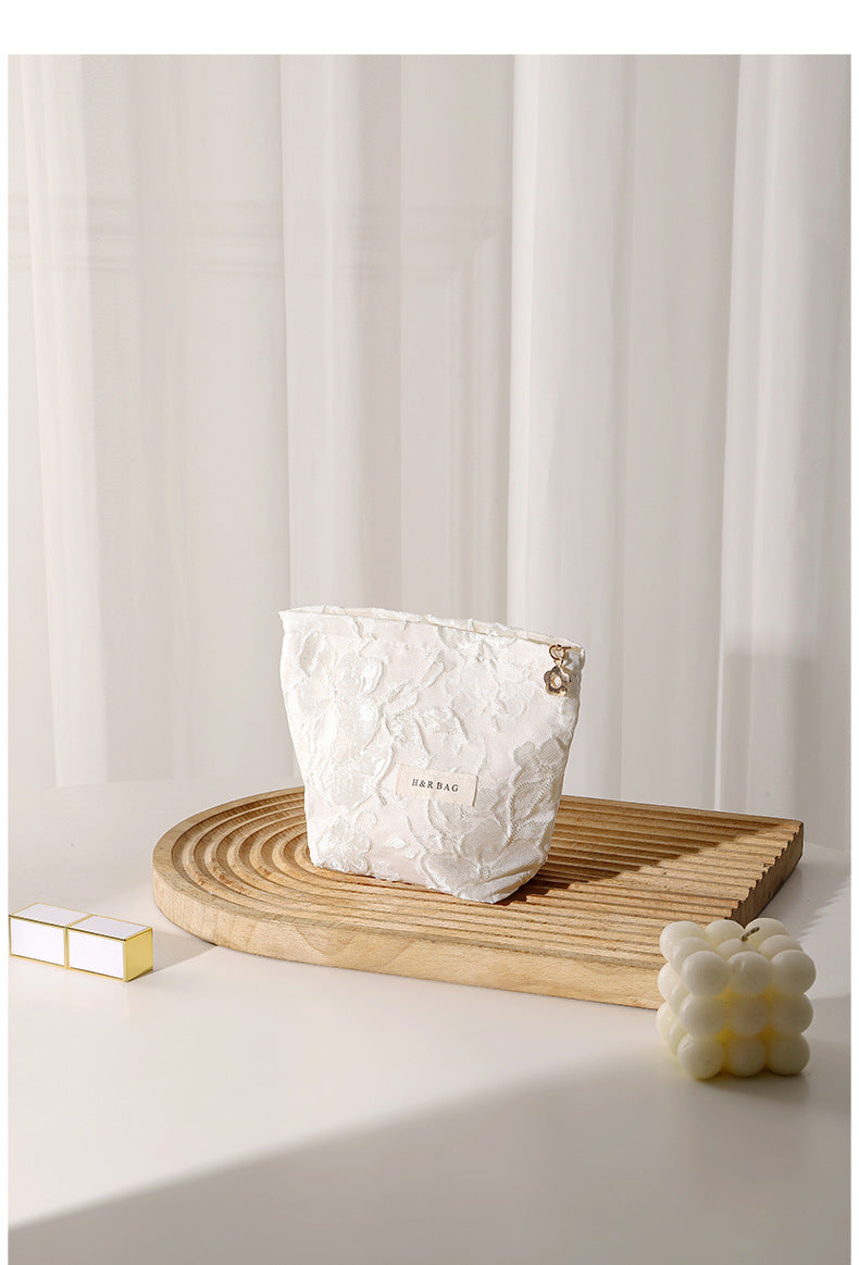 Purple Floral Jacquard Cosmetic Bag