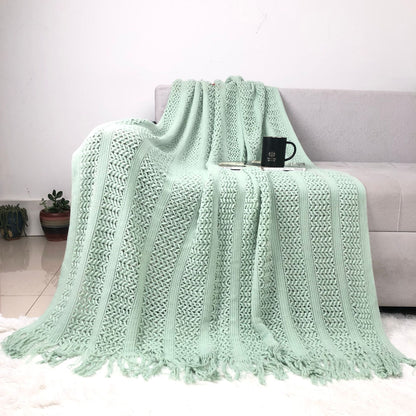 Solid Color Cozy Cable Knit Sofa Blanket