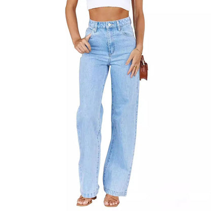 High Waist Denim Pant Straight Leg Jeans