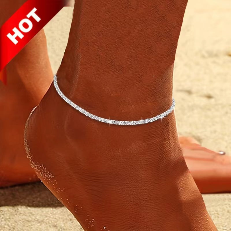Simple Glitter Double Anklet