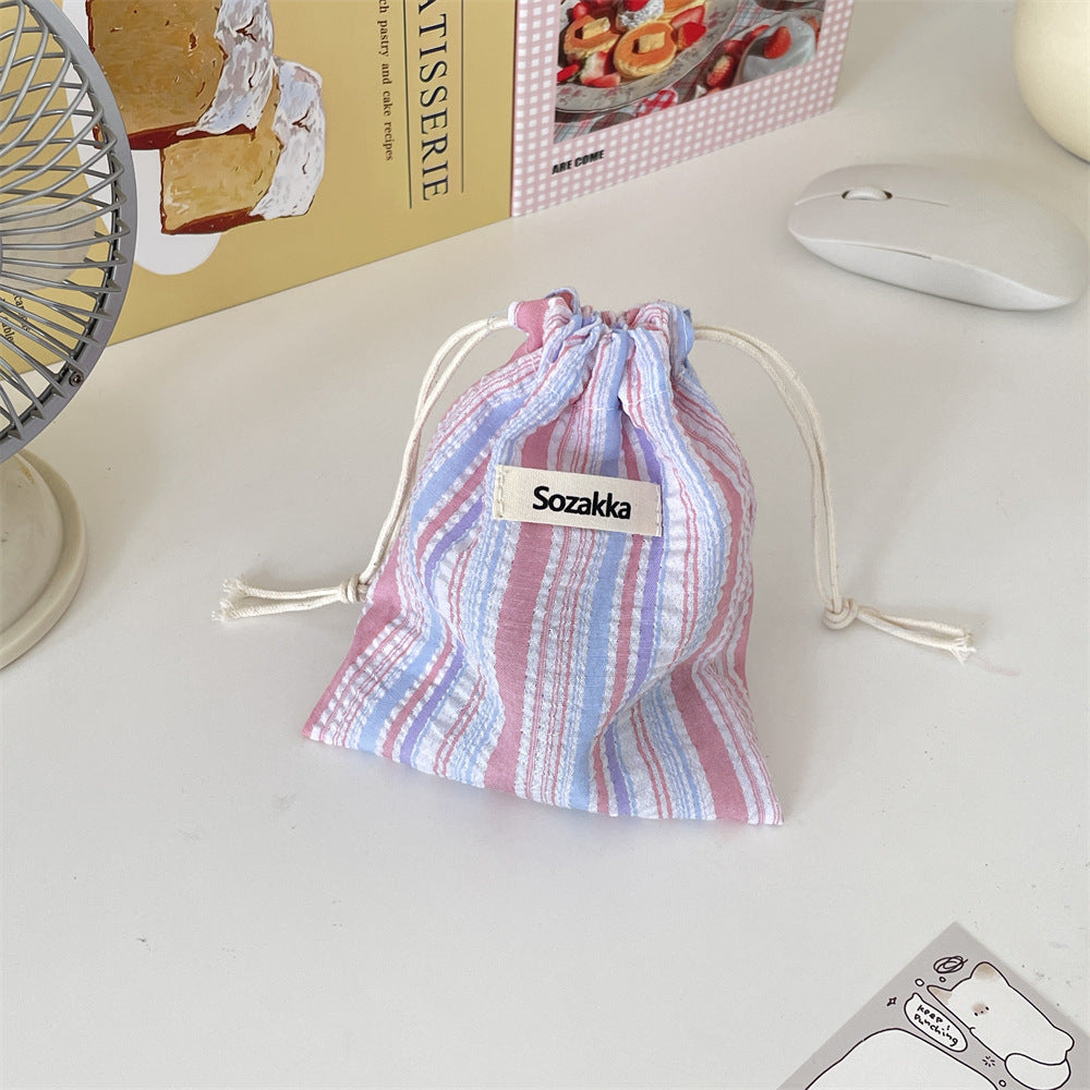 Striped Drawstring Coin Purses Wallets