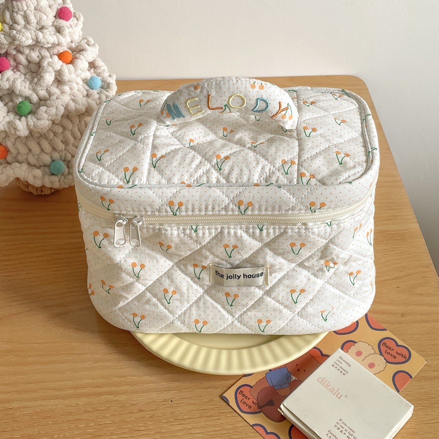 Polka Dot Cherry Print Make Up Bag