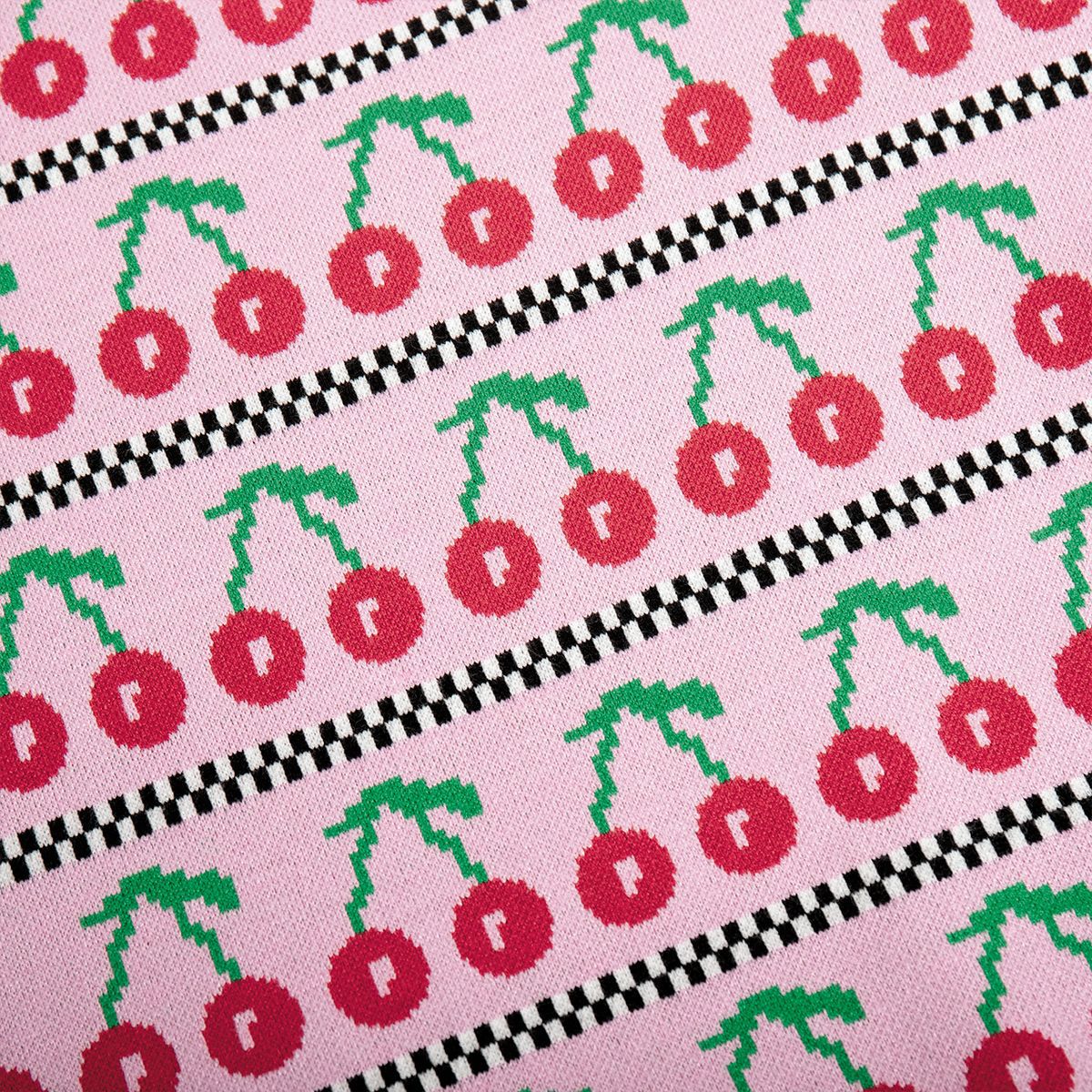 Cherry Print Contrast Color Sweater