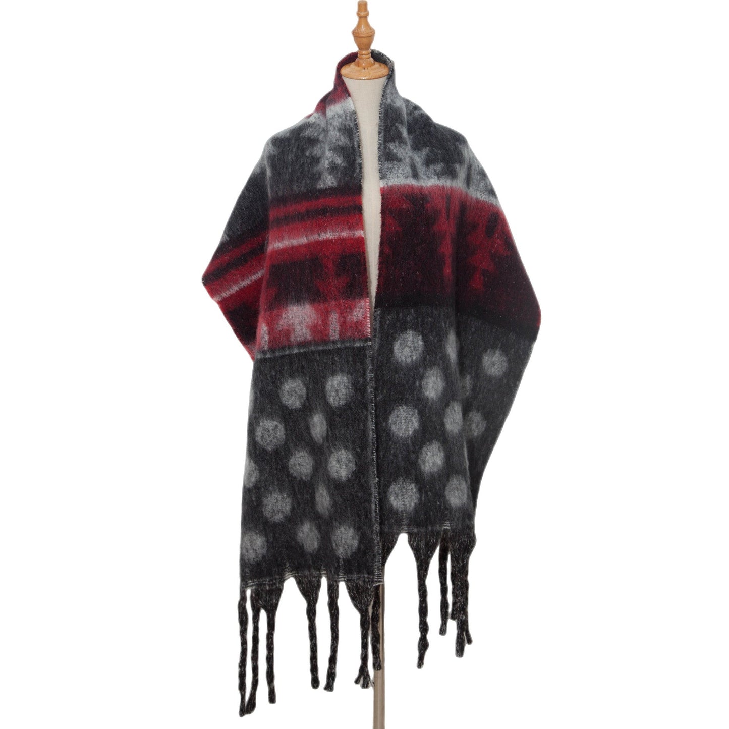Contrast Color Print Tassel Scarves