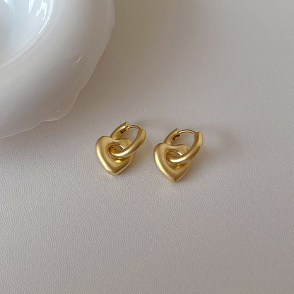 Vintage Matte Heart Drop Earrings