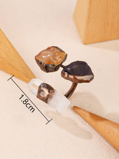 Vintage Irregular Crystal Stone Open Ring
