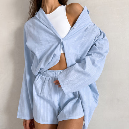 Stripe Jacquard Soft Sleepwear Sets
