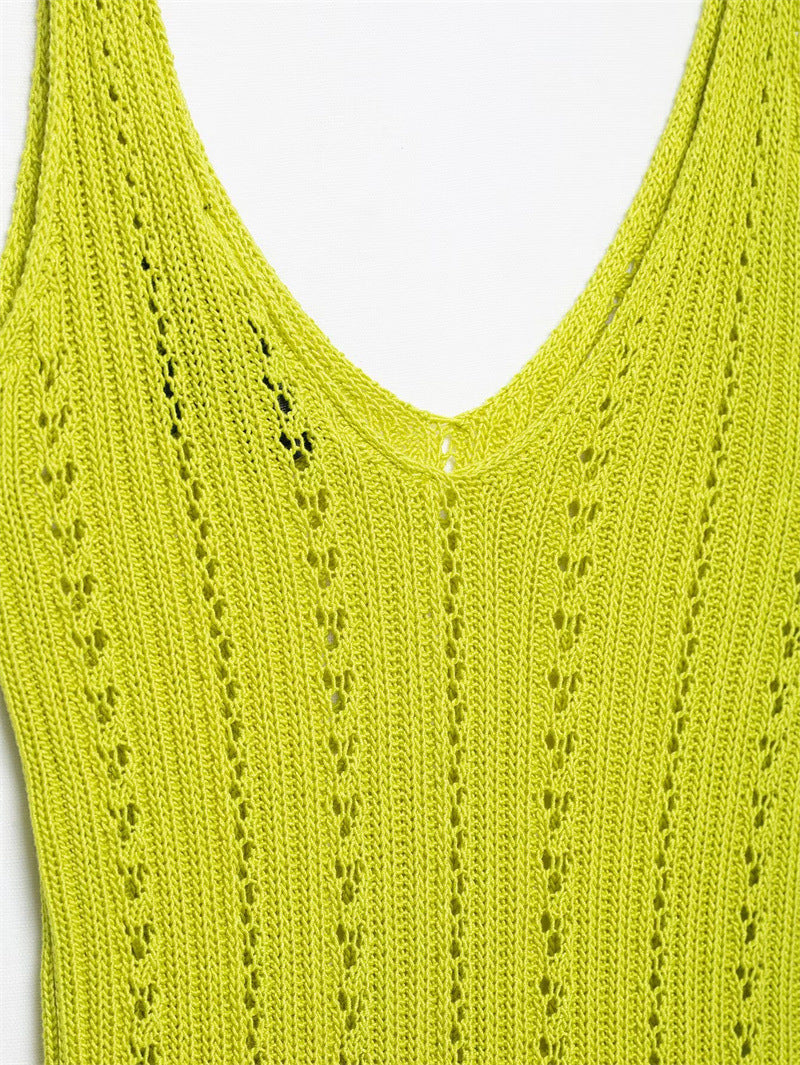 Sexy Solid Color Jacquard Knit Cami Top