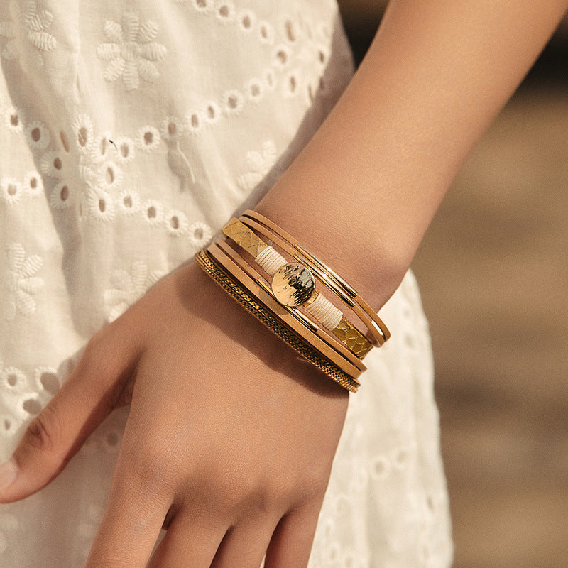 Vintage Layered PU Leather Bracelets