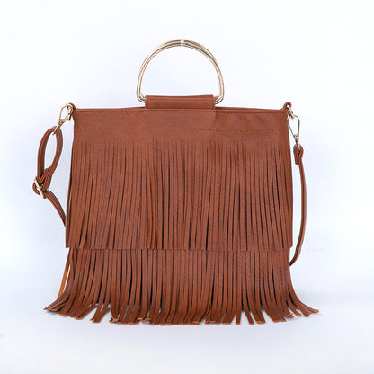 Casual Solid Color Tassel Shoulder Bag
