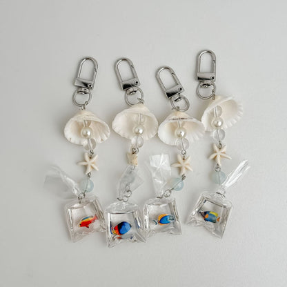 Cute Seashell Fish Keychain Bag Charm