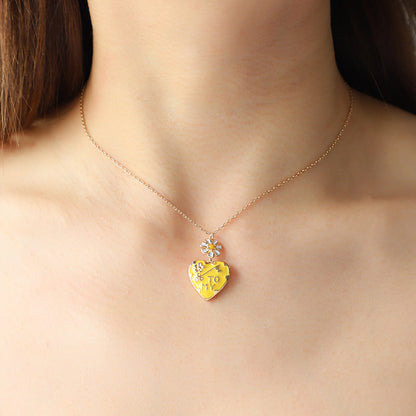 Trendy Heart Pendant Enamel Chain Necklace